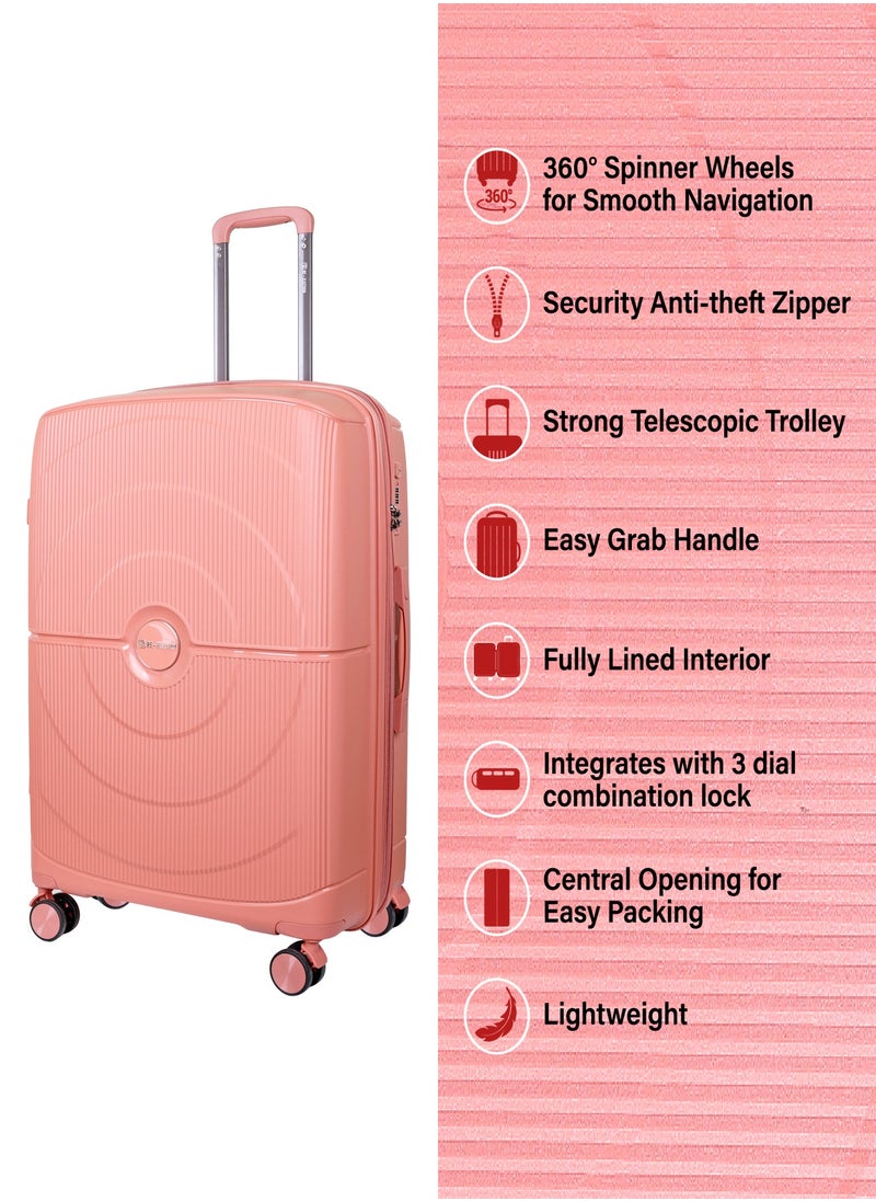 Reflection - REFLECTION High Quality PP Checked Suitcase Lightweight Hardshell Durable Expandable Vertical Series Travel Luggage Trolley with Double Spinner Wheels and TSA Lock Rose Gold 20 Carry-on - Image 1