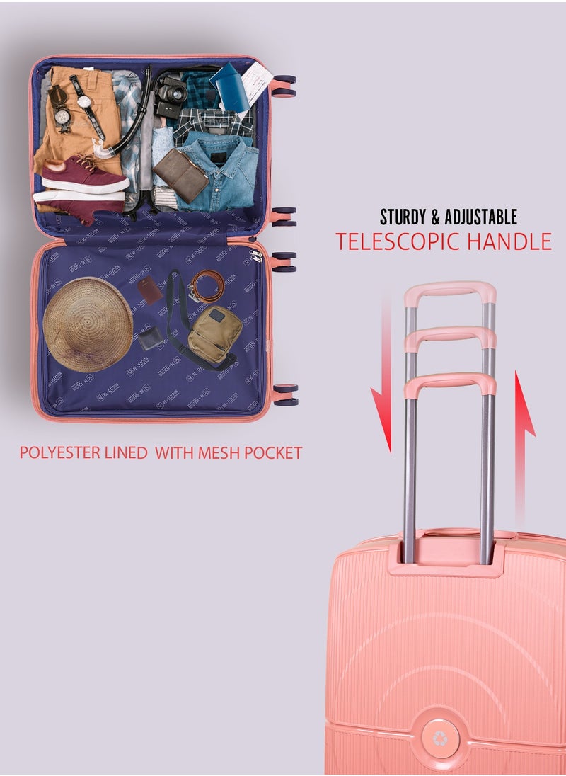 Reflection - REFLECTION High Quality PP Checked Suitcase Lightweight Hardshell Durable Expandable Vertical Series Travel Luggage Trolley with Double Spinner Wheels and TSA Lock Rose Gold 20 Carry-on - Image 1