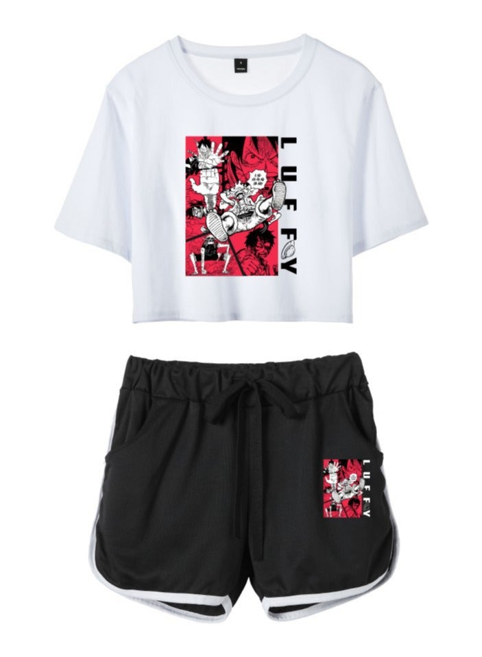 KUYING New One Piece Casual Loose Short Sleeved Shorts Set  - Image 1