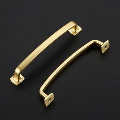 Ravinte Arch Cabinet Pulls Solid 10 Pack 5 Inch Brushed Brass Kitchen Cabinet Handles Flat Square Foot Curved Drawer Pulls Hardware for Kitchen - Image 3