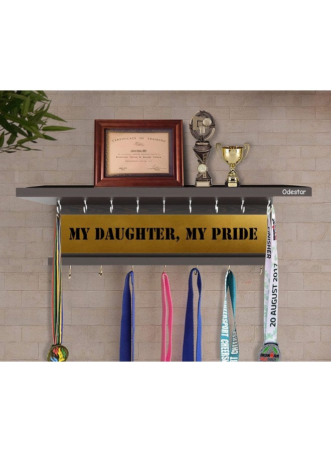 Odestar, Display Medal Hanger, Premier Award Medal Display Rack and Trophy Shelf Large (Size 45 x 15 x 8 Centimeters) Wenge - Image 1