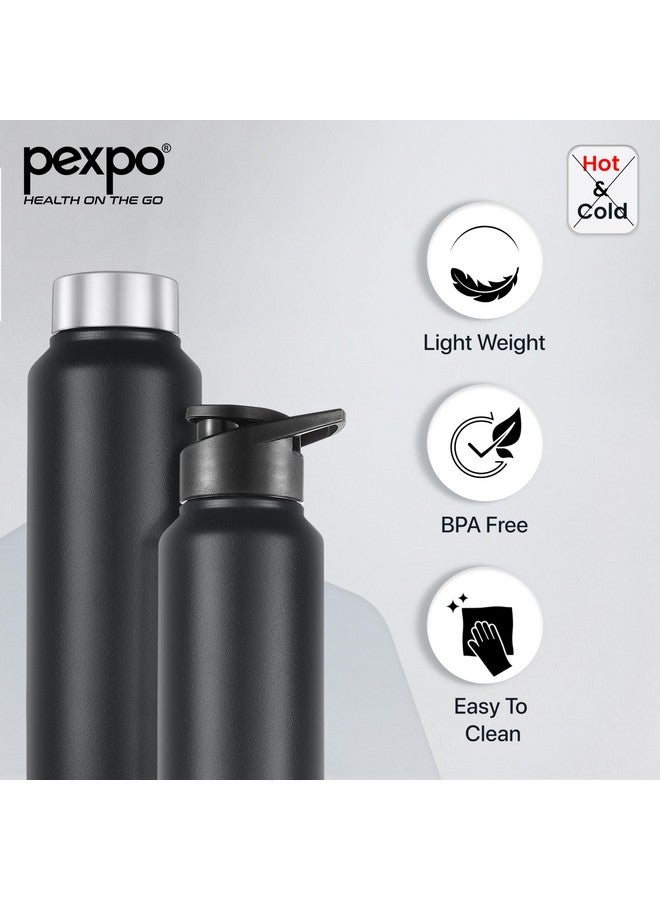 PEXPO Chromo Pro 1000 ISI Certified Stainless Steel Sports/Fridge Water Bottle With Sipper & Steel Cap, 950ml, Knight Black | BPA Free | Water Bottle for Office, Gym, School, Yoga | RCB Edition - Image 4