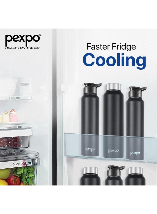 PEXPO Chromo Pro 1000 ISI Certified Stainless Steel Sports/Fridge Water Bottle With Sipper & Steel Cap, 950ml, Knight Black | BPA Free | Water Bottle for Office, Gym, School, Yoga | RCB Edition - Image 5
