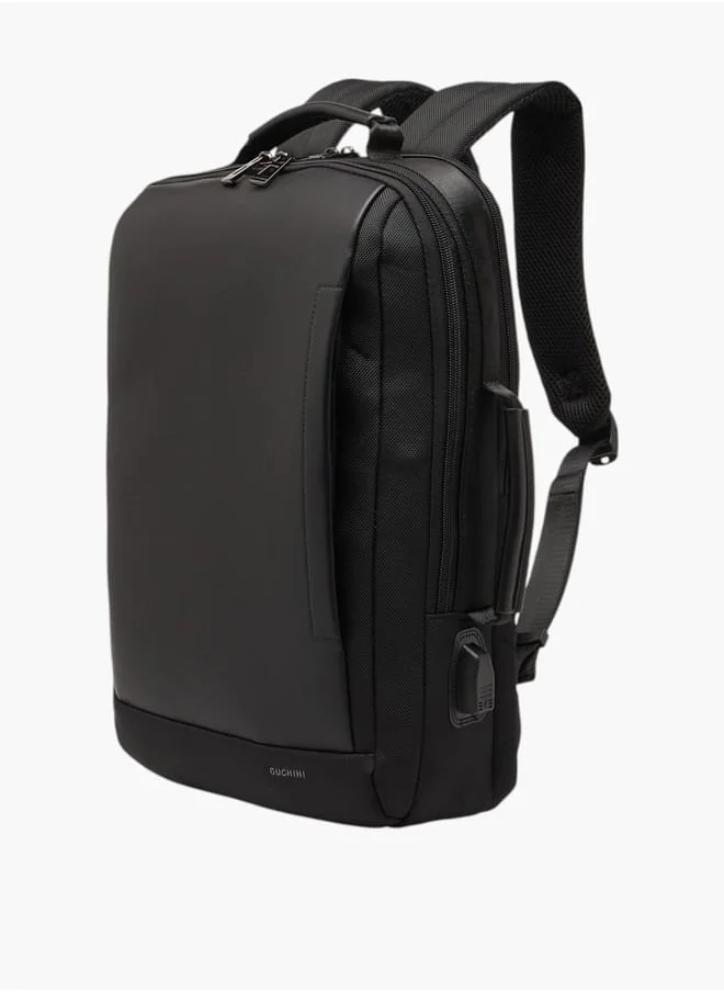 دوتشيني Men's Solid Backpack with Adjustable Straps and Handle