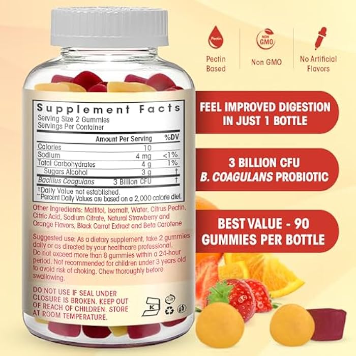 Flamingo Supplements Sugar-Free Probiotic Gummies (3 Billion CFU) – Kosher, Halal & Vegan – Digestive Support for Women, Men & Kids – 90 Count - Image 2