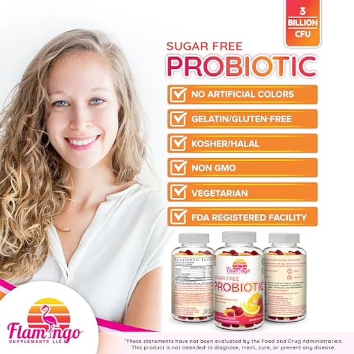 Flamingo Supplements Sugar-Free Probiotic Gummies (3 Billion CFU) – Kosher, Halal & Vegan – Digestive Support for Women, Men & Kids – 90 Count - Image 4