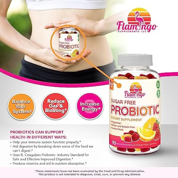 Flamingo Supplements Sugar-Free Probiotic Gummies (3 Billion CFU) – Kosher, Halal & Vegan – Digestive Support for Women, Men & Kids – 90 Count - Image 3
