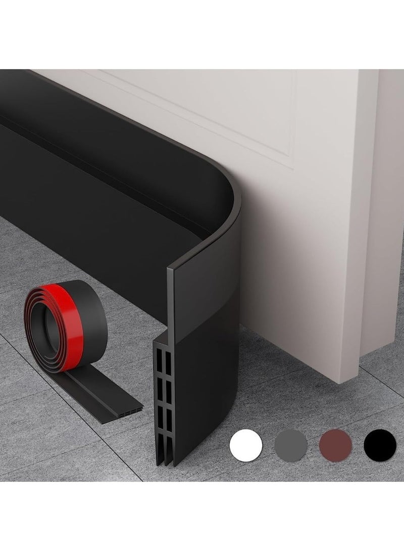 Door Seal Strip, Door Draft Stopper Under Door Seal for Exterior/Interior Doors, Door Sweep Strip Under Door Draft Blocker, Soundproof Door Bottom Weather Stripping1 Meter (Black)  - Image 1