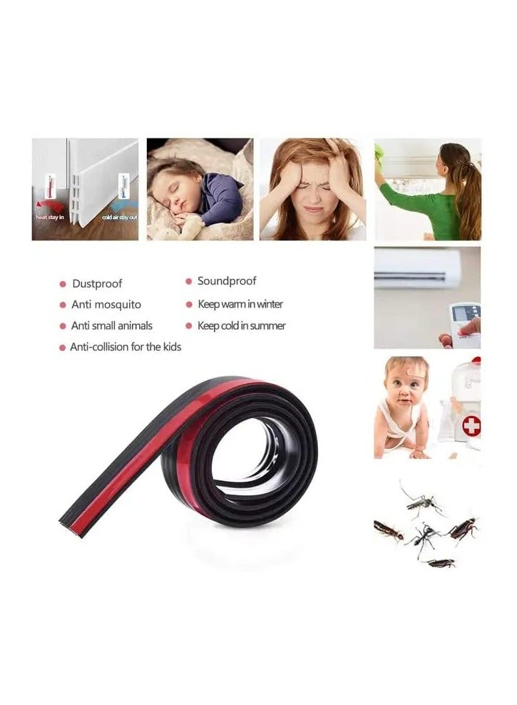 Door Seal Strip, Door Draft Stopper Under Door Seal for Exterior/Interior Doors, Door Sweep Strip Under Door Draft Blocker, Soundproof Door Bottom Weather Stripping1 Meter (Black)  - Image 3