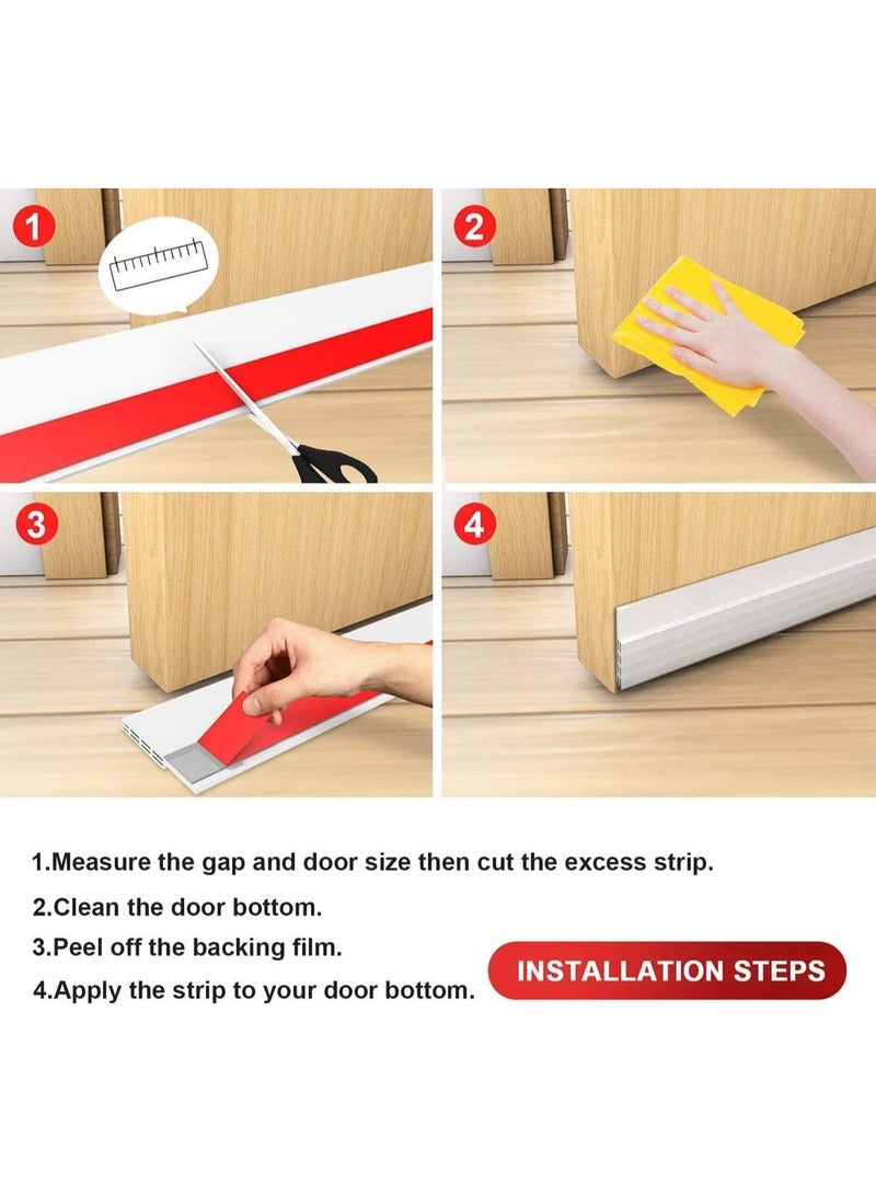 Door Seal Strip, Door Draft Stopper Under Door Seal for Exterior/Interior Doors, Door Sweep Strip Under Door Draft Blocker, Soundproof Door Bottom Weather Stripping1 Meter (Black)  - Image 5