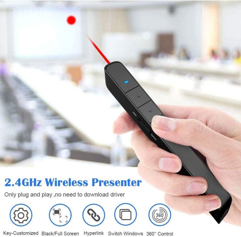 KNORVAY N75 Rechargeable Presentation Clicker, PowerPoint Clicker for Presentation, Long Range Wireless Presentation Remote, PowerPoint Clicker Slide Advancer for Computer, Laptop, Keynote, Red Light - Image 1