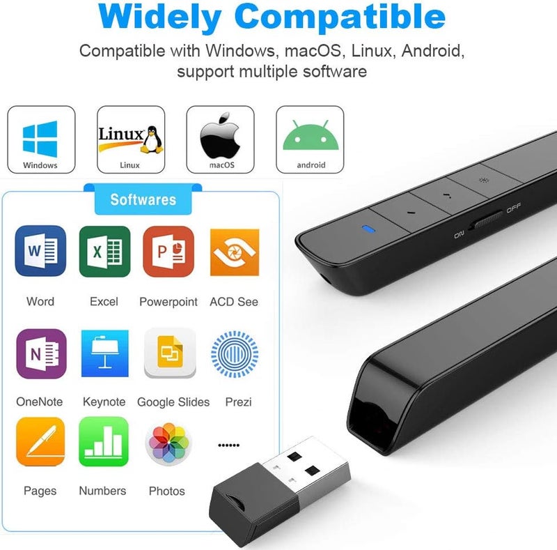 KNORVAY N75 Rechargeable Presentation Clicker, PowerPoint Clicker for Presentation, Long Range Wireless Presentation Remote, PowerPoint Clicker Slide Advancer for Computer, Laptop, Keynote, Red Light - Image 3