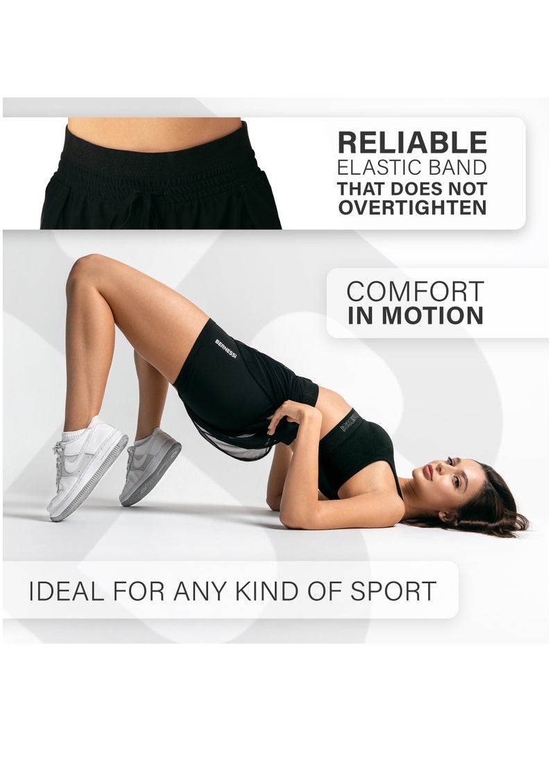 Bernessi 2 in 1 Sports Shorts for Women with High Waisted, Gym Athletic Double Shorts for Women with Pocket Sizes XS S M, Biker Shorts Casual Running Workout Biker Tennis  - Image 4