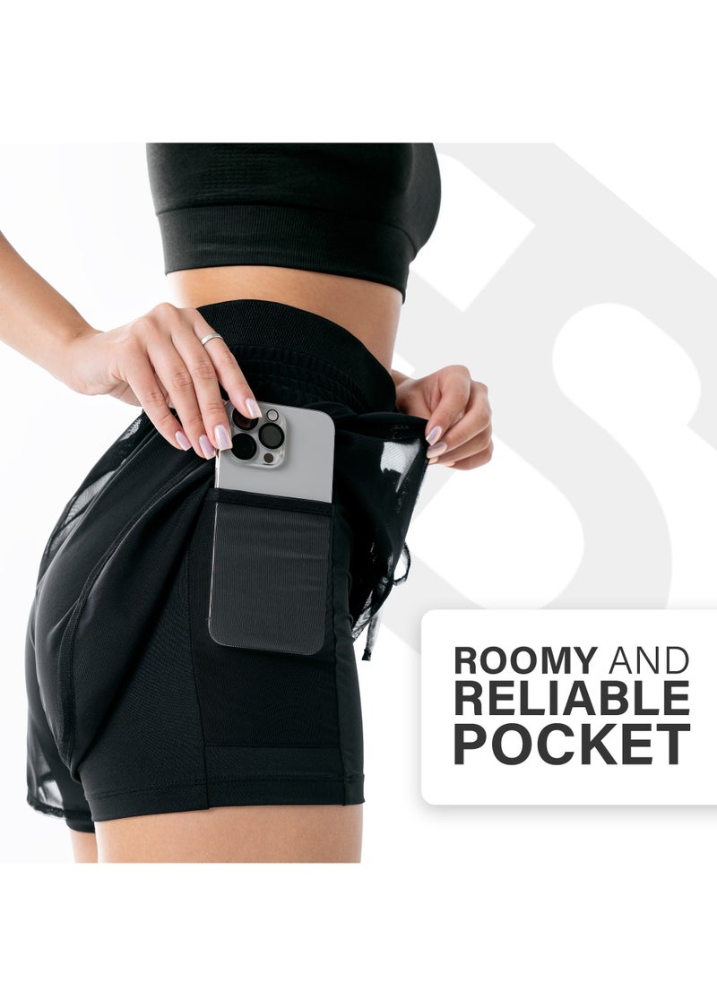 Bernessi 2 in 1 Sports Shorts for Women with High Waisted, Gym Athletic Double Shorts for Women with Pocket Sizes XS S M, Biker Shorts Casual Running Workout Biker Tennis  - Image 5