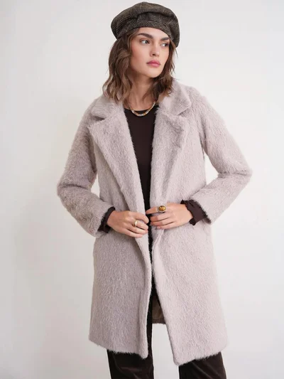 MixRay Mixray Textured Long Coat with Jacket Collar