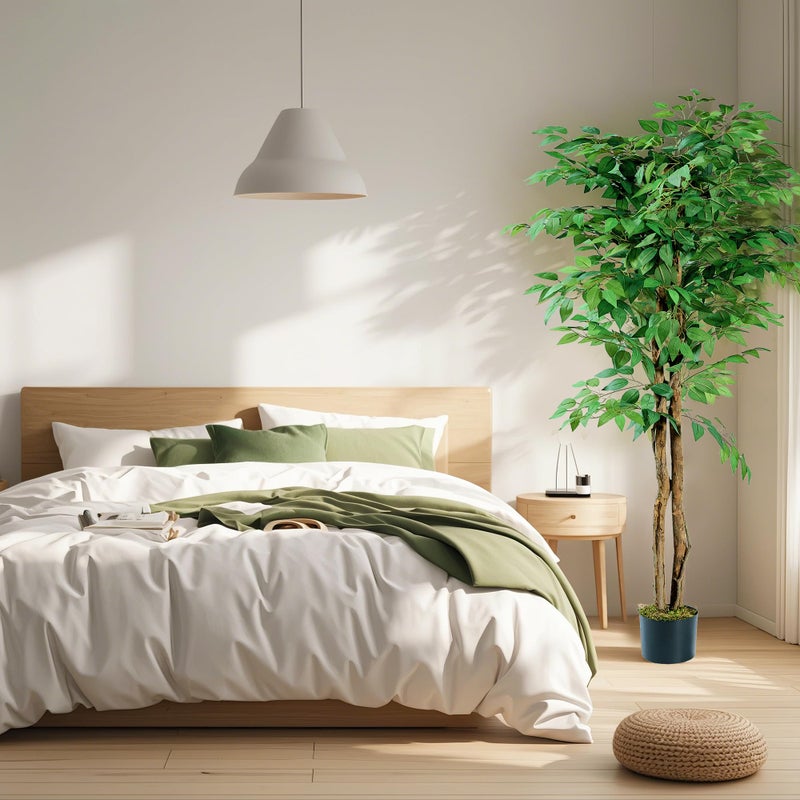 VECELO Artificial Ficus Tree with Sturdy Nursery Pot, 5FT Faux Silk Plant for Indoor Outdoor Home Garden Decor, 1 Pack - Image 4