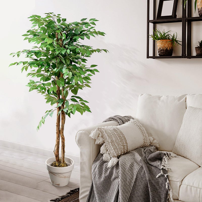 VECELO Artificial Ficus Tree with Sturdy Nursery Pot, 5FT Faux Silk Plant for Indoor Outdoor Home Garden Decor, 1 Pack - Image 3