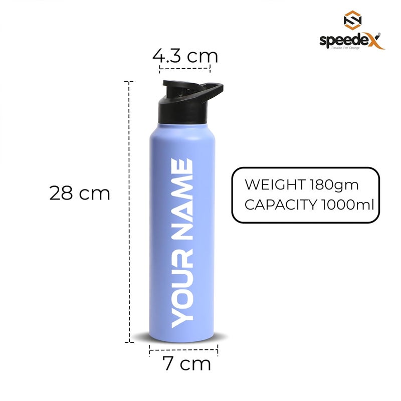 Speedex Stainless Steel Custom Pastel Purple Water Bottle 1 Ltr with Sipper Cap – Leak-Proof, Lightweight, Durable | For Kids, Adults, Office, School, and Travel Use (1000 ml) - Image 2