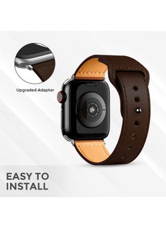 O Ozone Leather Strap For Apple Watch Series 10 | Ultra 2 | 8 Ultra | 9 | 8 | 7 | 6 , 49/46/45/44/42mm Genuine Leather Smartwatch Wristband Women Men- Dark Brown  - Image 4