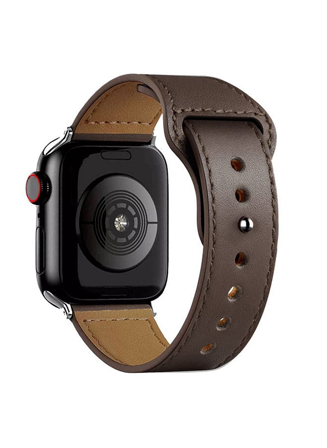 O Ozone - Leather Strap For Apple Watch Series 10 | Ultra 2 | 8 Ultra | 9 | 8 | 7 | 6 , 49/46/45/44/42mm Genuine Leather Smartwatch Wristband Women Men- Dark Brown - Image 1