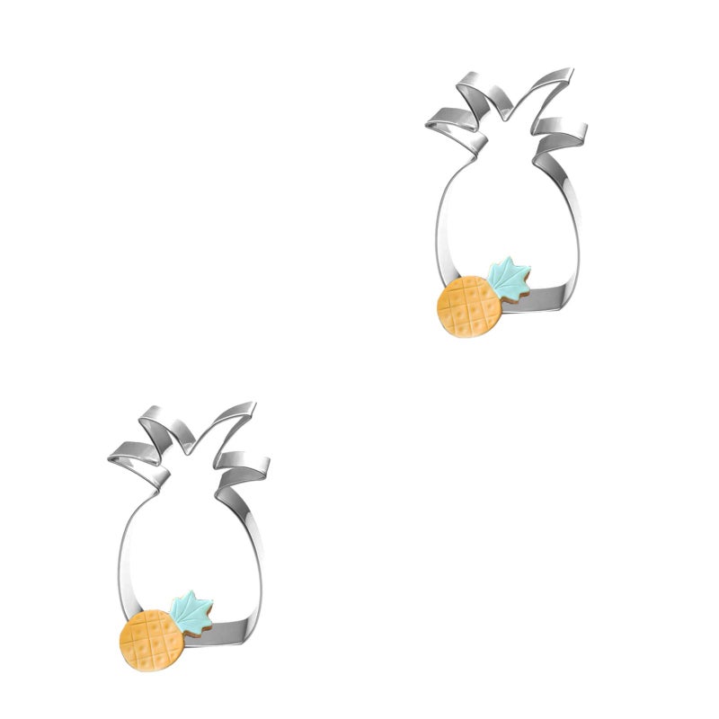 2pcs Baking Mold Stainless Steel Pineapple Shape Biscuits Cookie Stamp Baking Mold Kitchen Cookie Mold Cake Decoration Tool - Image 1