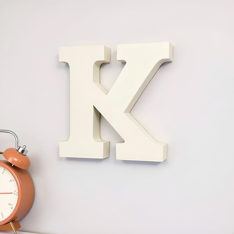 AKDAMA Wooden K Letter- English Upper Case Alphabets Cutouts for Art and Craft Work (K_White_15x2.5 cm) - Image 2