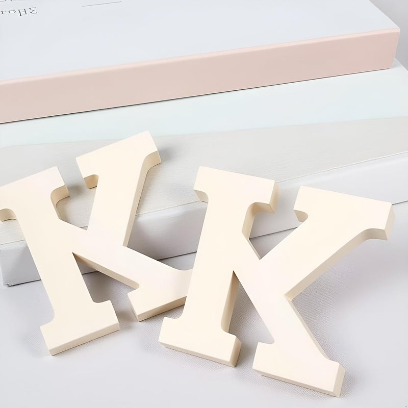 AKDAMA Wooden K Letter- English Upper Case Alphabets Cutouts for Art and Craft Work (K_White_15x2.5 cm) - Image 4