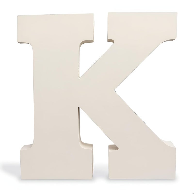 AKDAMA Wooden K Letter- English Upper Case Alphabets Cutouts for Art and Craft Work (K_White_15x2.5 cm) - Image 3