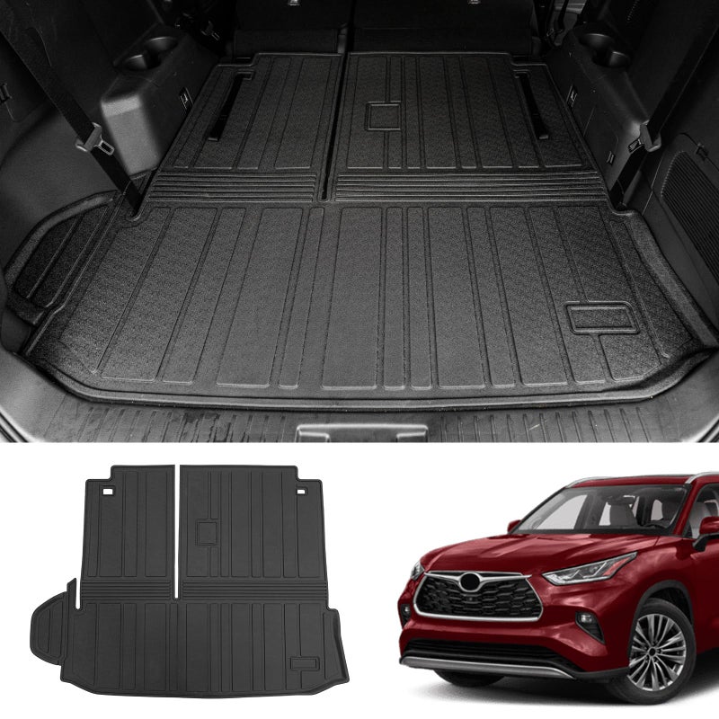 Bomely Cargo Mat Compatible with 20202024 2025 Toyota Highlander Trunk Mat Cargo Liner TPE Back Seat Cover Protector 2024 7 Seats Highlander Accessories 20202025 Trunk Mat with Backrest Mat