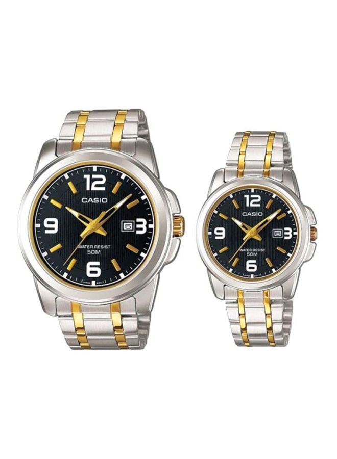 CASIO Unisex 2-Piece Stainless Steel Analog Watch Set MTP/LTP-1314SG-1AV - Image 1
