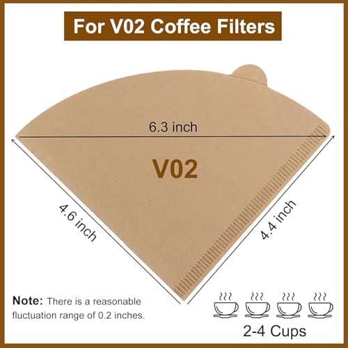 Clinuse Coffee Filters, Size 02 Unbleached Cone Filters, 200 Count Disposable Natural Paper Filters 2-4 Cup, 02 Cone For Pour Over and Drip Coffee Maker - Image 2