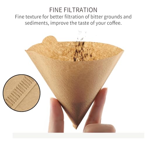 Clinuse Coffee Filters, Size 02 Unbleached Cone Filters, 200 Count Disposable Natural Paper Filters 2-4 Cup, 02 Cone For Pour Over and Drip Coffee Maker - Image 3