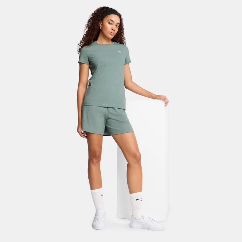 PUMA Women's Essential Elevated Ribbed T-Shirt