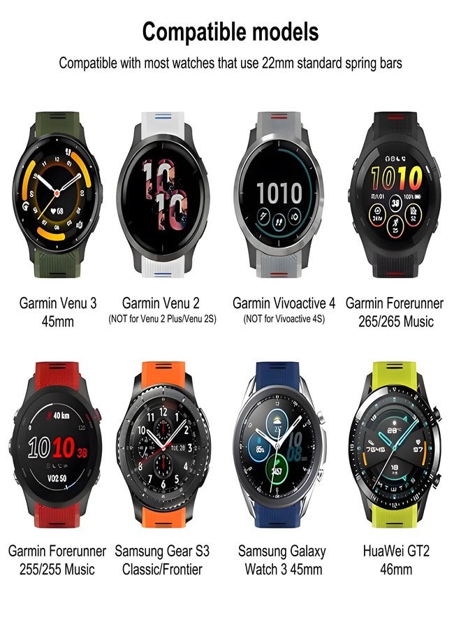 Meliya Bands Compatible with Garmin Forerunner 255 Watch Band, Garmin Forerunner 265 Watch Band Women Men, Soft Silicone Sport Replacement Strap for Garmin Forerunner 255/255 Music, Forerunner 265, Venu 3, Venu 2, Vivoactive 4 Smart Watch (Abyss Blue) - Image 2