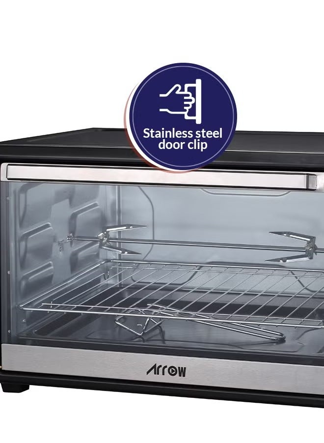 45L Electric Oven - 2000W - Rotisserie and BBQ Function - Power indicator light - 60-minute timer with automatic shut-off bell - Temperature control up to 250°C - 4 pcs Stainless steel heating elements - Heat-resistant glass window - 2 years warranty - RO-45EOB