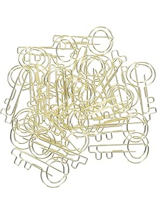 Gold Decorative Key Shaped Metal Paper Clips 30pcs For Office Document Organization - Image 1