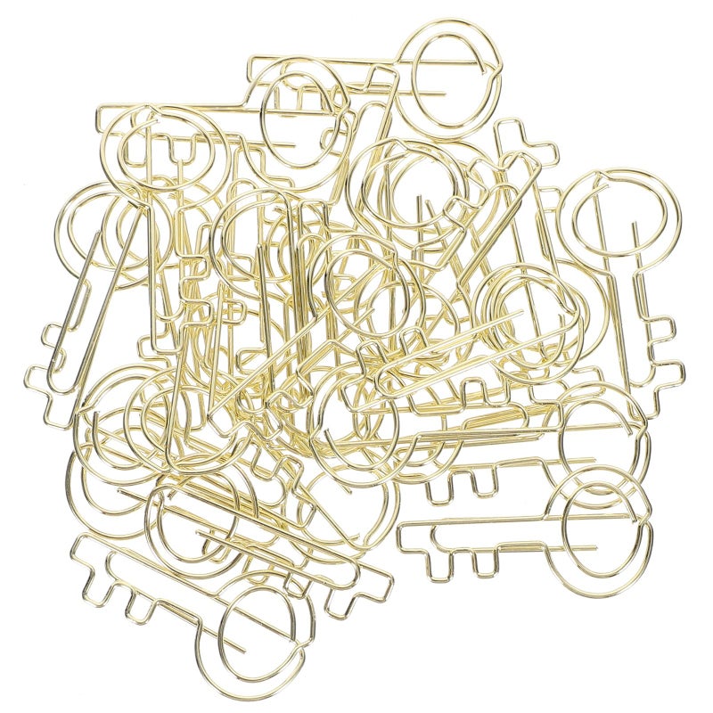 Gold Decorative Key Shaped Metal Paper Clips 30pcs For Office Document Organization - Image 2