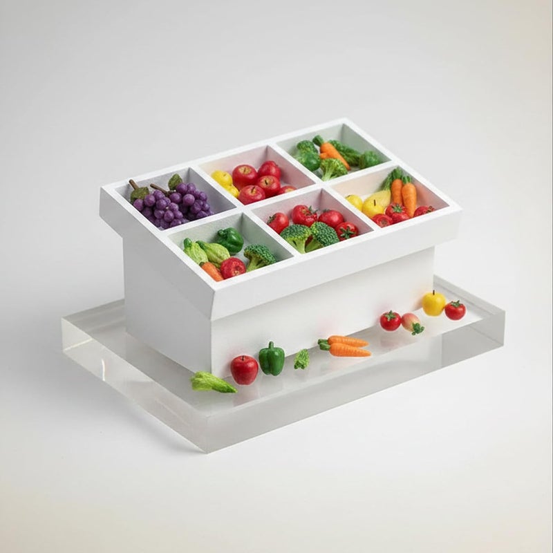 Cutemini Dollhouse Accessories 1:12 Scale Fruite Vegetable Rack Food Display Doll Furniture Grocery Store Playset Miniature Furniture Dollhouse Decoration Ornament (White) - Image 2