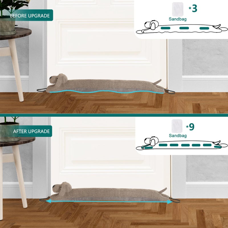 Marwood Under Door Draft Stopper Decorative Wind Stopper 48 inch for Door & Window, Weighted Animal Air Draft Stopper Snake Noise Blocker for Bottom of Door with Hanging Loops - Brown Dog - Image 4