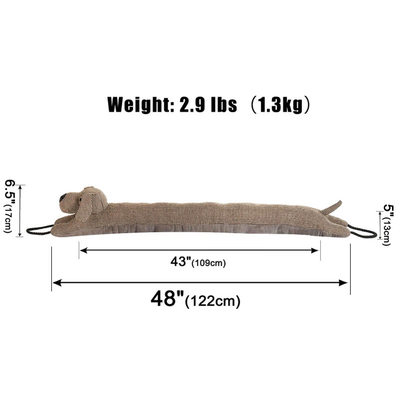Marwood Under Door Draft Stopper Decorative Wind Stopper 48 inch for Door & Window, Weighted Animal Air Draft Stopper Snake Noise Blocker for Bottom of Door with Hanging Loops - Brown Dog - Image 2