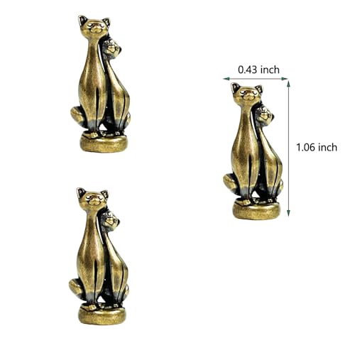 SWNACOR 3 Pcs Brass Couple Cat Hinge Heads Decorative Topper, Magnetic Hinge Head Toppers, Fun Cat Gifts for Women Mom Grandma Wife, Vintage Statue Door Hinge Head Home Decoration - Image 4