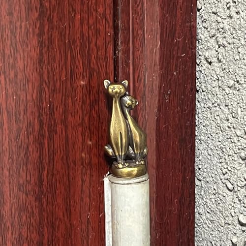 SWNACOR 3 Pcs Brass Couple Cat Hinge Heads Decorative Topper, Magnetic Hinge Head Toppers, Fun Cat Gifts for Women Mom Grandma Wife, Vintage Statue Door Hinge Head Home Decoration - Image 3