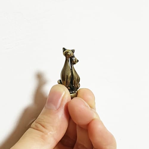 SWNACOR 3 Pcs Brass Couple Cat Hinge Heads Decorative Topper, Magnetic Hinge Head Toppers, Fun Cat Gifts for Women Mom Grandma Wife, Vintage Statue Door Hinge Head Home Decoration - Image 5