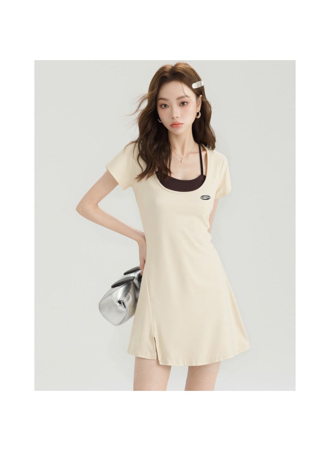 Baleno short Sleeve Dress For Women, Summer 2025, Hem Slit Design Letter Print Dress - Image 3