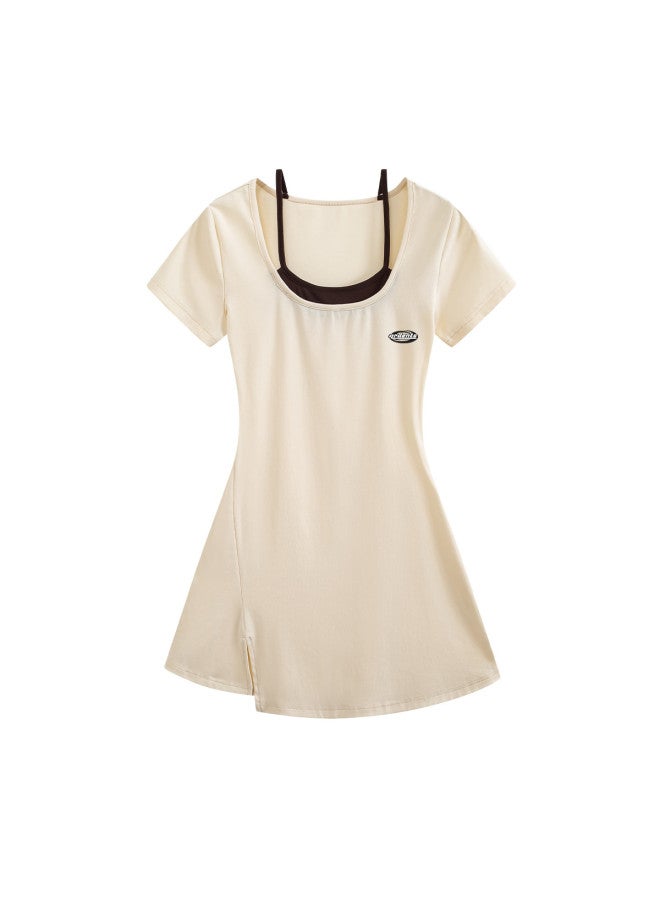 Baleno short Sleeve Dress For Women, Summer 2025, Hem Slit Design Letter Print Dress - Image 5
