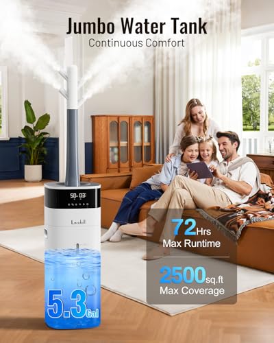 LACIDOLL Cool and Warm Mist Humidifier Large Room, 5.3Gal/20L Humidifiers for Home 2500 sq ft, Air Humidifiers for Bedroom with Diffuser&Extended Tube, Whole House Humidifiers for Nursery Baby Plants - Image 4