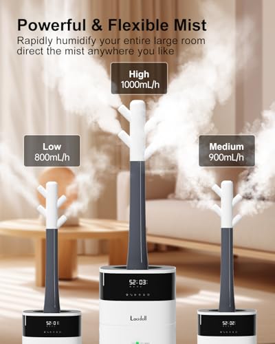 LACIDOLL Cool and Warm Mist Humidifier Large Room, 5.3Gal/20L Humidifiers for Home 2500 sq ft, Air Humidifiers for Bedroom with Diffuser&Extended Tube, Whole House Humidifiers for Nursery Baby Plants - Image 5