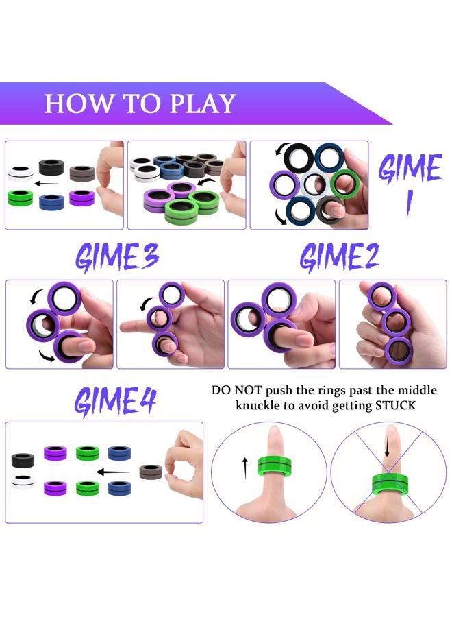 Cevioce Easter Basket Stuffers,18 PCS Magnetic Ring Fidget Toys Set for Adults Teens Boys,ADHD Anxiety Magnetic Fidget Spinner,Birthdays Gifts for Kids Coolest Magnet Stress Relief Toy for 8+ Year Old - Image 5