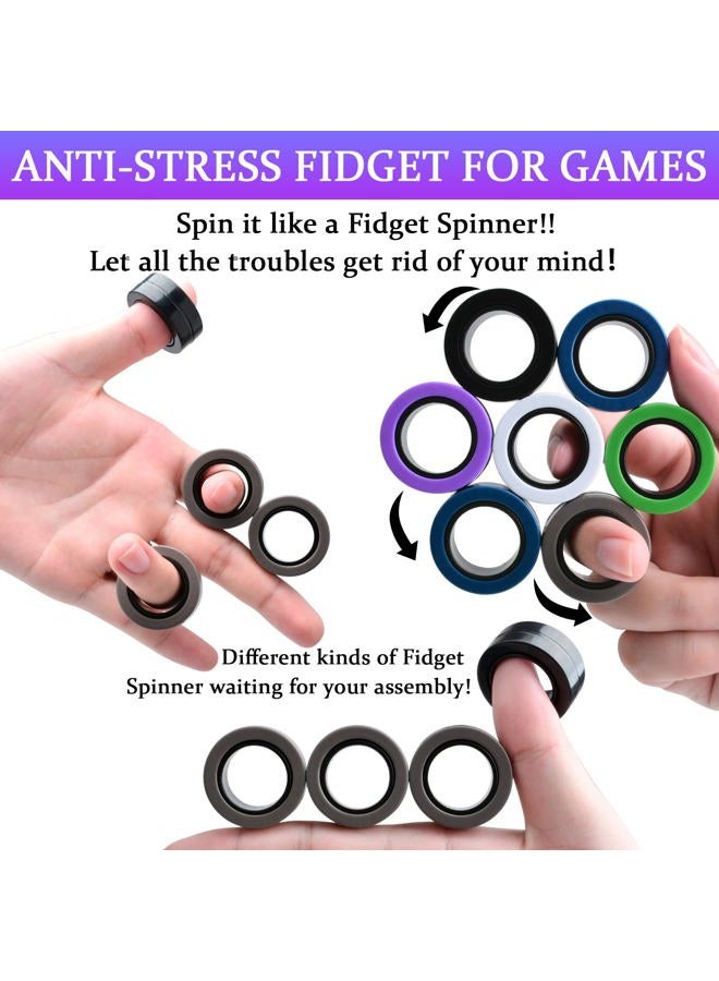 Cevioce Easter Basket Stuffers,18 PCS Magnetic Ring Fidget Toys Set for Adults Teens Boys,ADHD Anxiety Magnetic Fidget Spinner,Birthdays Gifts for Kids Coolest Magnet Stress Relief Toy for 8+ Year Old - Image 4
