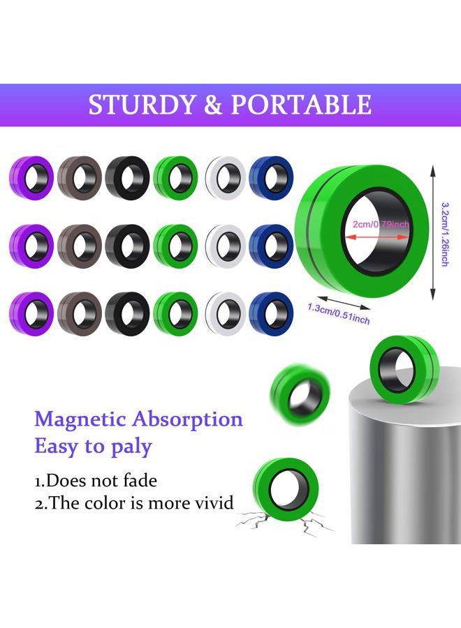 Cevioce Easter Basket Stuffers,18 PCS Magnetic Ring Fidget Toys Set for Adults Teens Boys,ADHD Anxiety Magnetic Fidget Spinner,Birthdays Gifts for Kids Coolest Magnet Stress Relief Toy for 8+ Year Old - Image 3